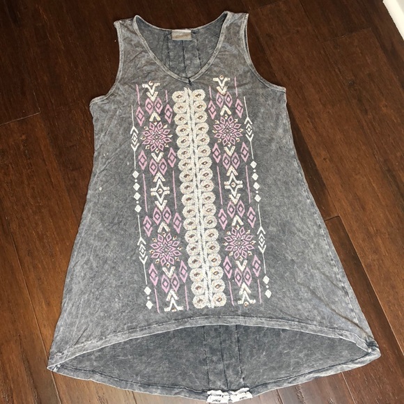 Vocal Tops - Vocal Apparel Gray Rhinestones Sleeveless Tunic Vocal Tops - Vocal Apparel Gray Rhinestones Sleeveless Tunic